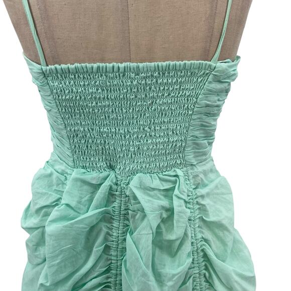 Urban Outfitters Kimchi Blue Belladonna Dress Ruched Mini Turquoise Size Medium - Picture 10 of 14